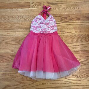 Dance Costume - Kelle Pink Lace Halter Dress